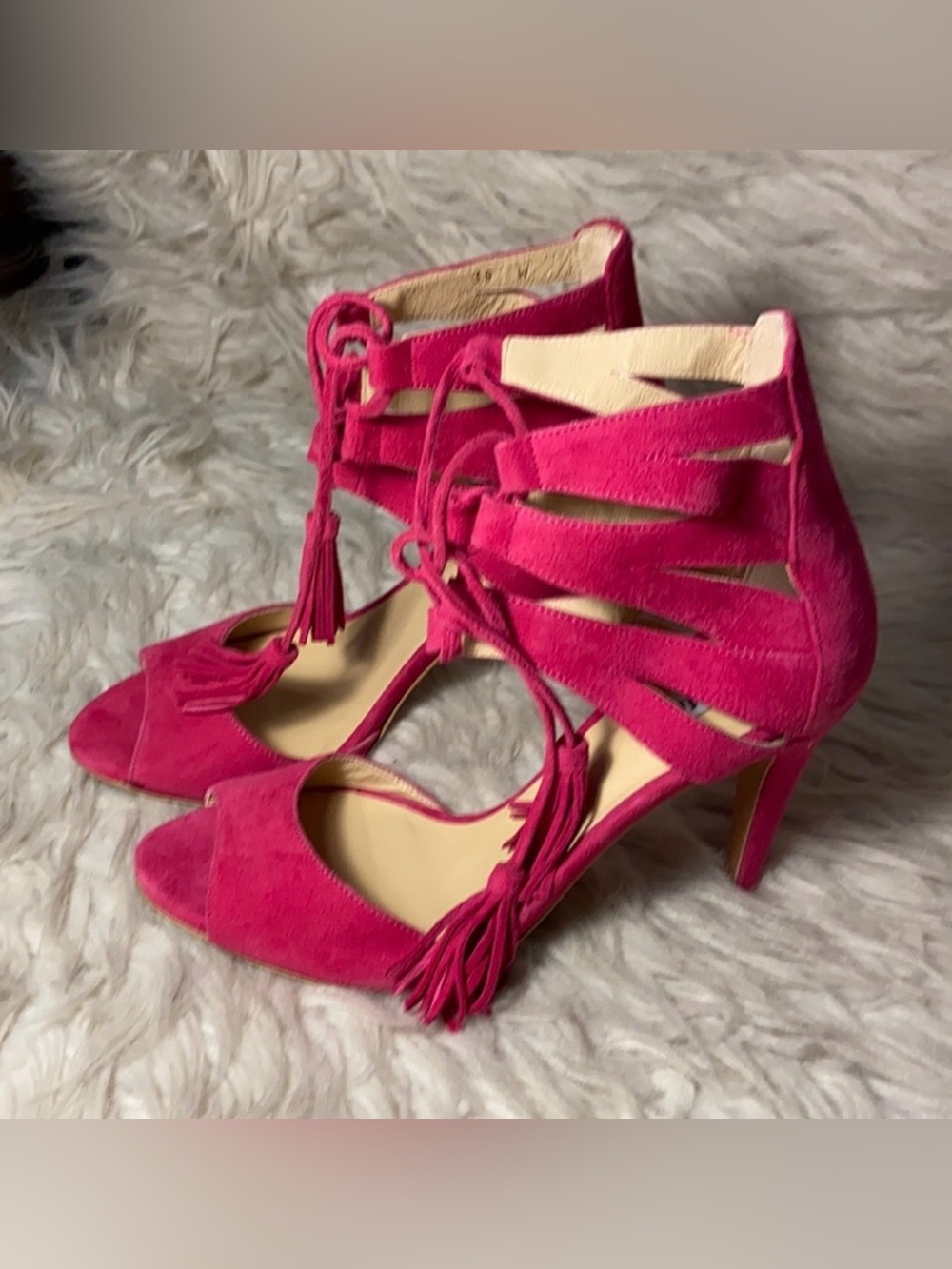 New Ted & Muffy Suede lace up tassel heels